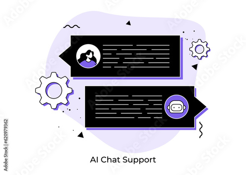 Chatbot robot providing online assistance, Chatbot virtual assistant via messaging, Artificial intelligence robot answer questions, Robot it support, Chat GPT conversation, AI Customer support