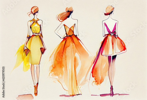 Watercolor Painting Stylish Summer Show Backdrop Generative AI