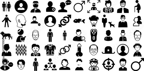 Massive Collection Of Male Icons Pack Hand-Drawn Linear Simple Symbols Silhouette, Symbol, Icon, Infographic Element Vector Illustration