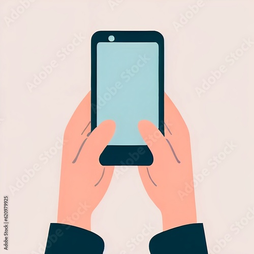 holding phone illustration png Generative AI