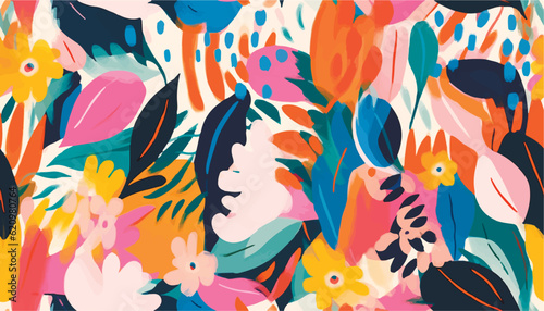 Hand drawn floral abstract print. Creative collage seamless pattern. Fashionable template for design.