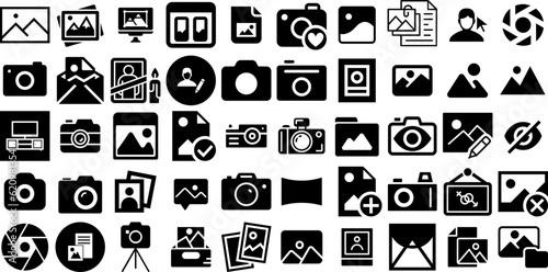 Massive Collection Of Picture Icons Pack Hand-Drawn Isolated Concept Signs Symbol  Icon  Photo Camera  Music Element Isolated On Transparent Background