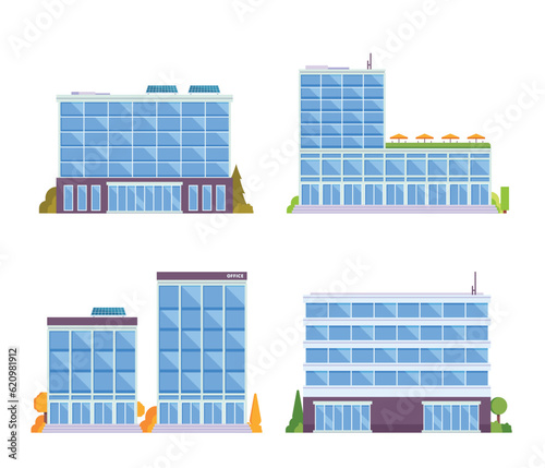 Vector element of office buildings for city illustration flat design style.
