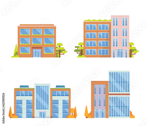Vector element of office buildings for city illustration flat design style.
