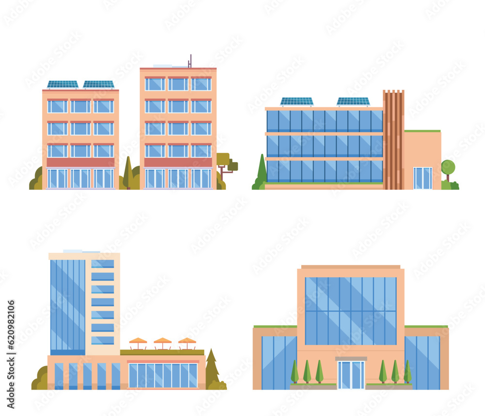 Vector element of office buildings for city illustration flat design style.
