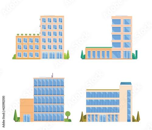 Vector element of office buildings for city illustration flat design style.
