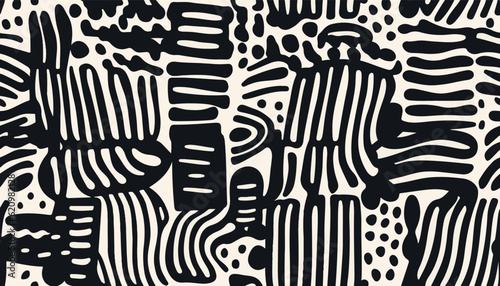 Minimalist trendy abstract print. Line art black and white illustrations. Modern vector template for design. Ethnic style.