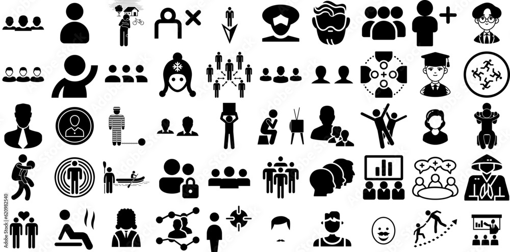 Profiling Pictogram Huge Set Of People Icons Collection Flat Modern Symbol Profile, People ...