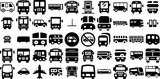 Mega Set Of Bus Icons Collection Black Vector Elements Icon, Symbol, Holiday Maker, Business Doodle Isolated On White