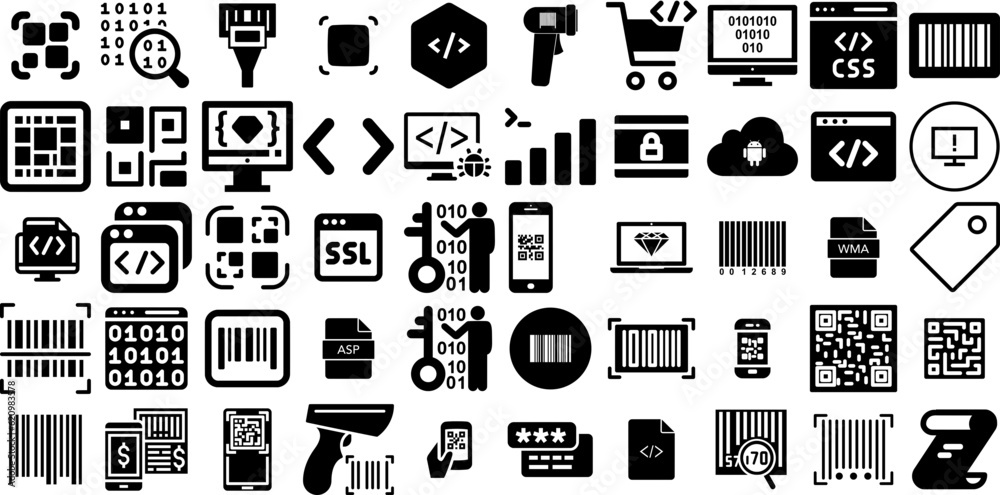 Mega Collection Of Code Icons Bundle Hand-Drawn Isolated Cartoon Signs ...