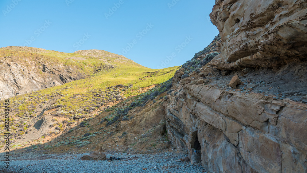 Landscape view of the Blue Bay located between the mountains in the Yıldızkoy region of Gokceada, Canakkale. Imbros island Landscape view of the Blue Bay located between the mountains in the Yıldızkoy region of Gokceada, Canakkale. Imbros island