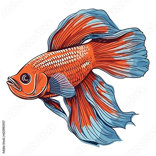 Betta Brilliance: Striking 2D Illustration of a Magnificent Fish