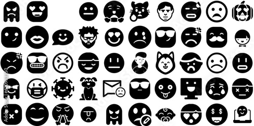 Huge Collection Of Emoticon Icons Set Flat Design Elements Sad, Circle, Icon, Symbol Symbol For Computer And Mobile photo