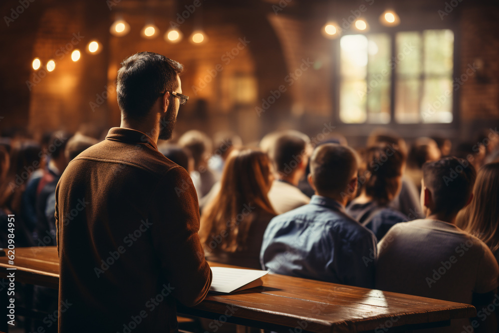 Close-up of a student giving a presentation in front of the class, School, Back to School Generative AI Close-up of a student giving a presentation in front of the class, School, Back to School Generative AI