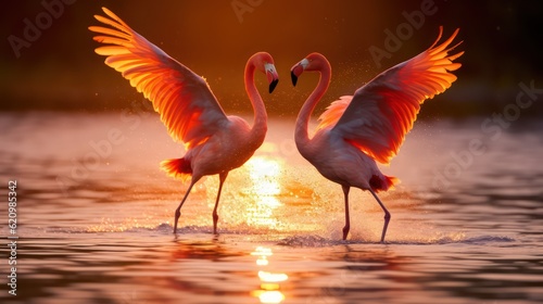 pink flamingo on the water photo