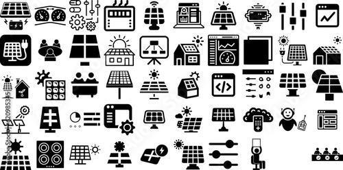 Huge Set Of Panel Icons Bundle Solid Drawing Elements Symbol, Engineering, Icon, Construction Logotype For Apps And Websites