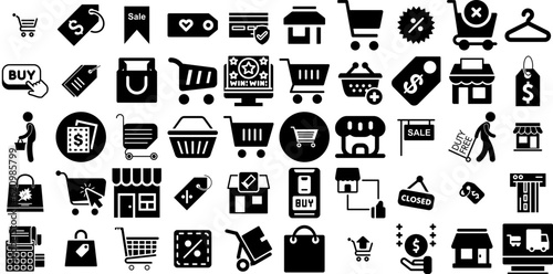 Huge Collection Of Retail Icons Bundle Hand-Drawn Linear Drawing Signs Outline, Retail, Order, Icon Symbol Isolated On Transparent Background