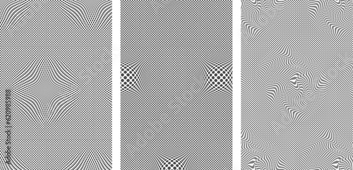 Halftone seamless pattern with the illusion of deformation. Vector background in retro style.