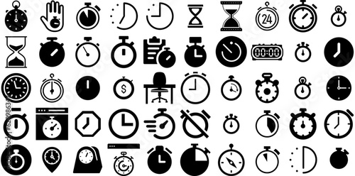 Mega Set Of Stopwatch Icons Set Linear Concept Symbols Symbol, Tool, Icon, Thin Silhouettes Vector Illustration