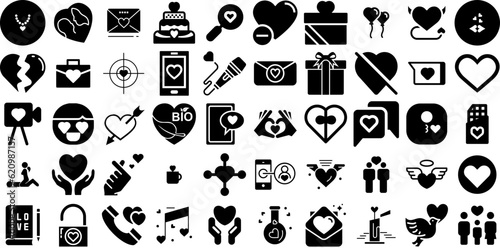 Big Collection Of Love Icons Set Hand-Drawn Black Infographic Signs Three-Dimensional, Health, Set, Find Doodles Isolated On Transparent Background