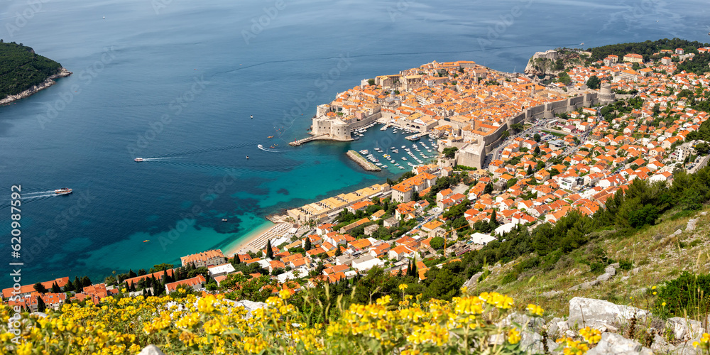 View of the old town vacation at the Mediterranean sea Dalmatia panorama in Dubrovnik, Croatia