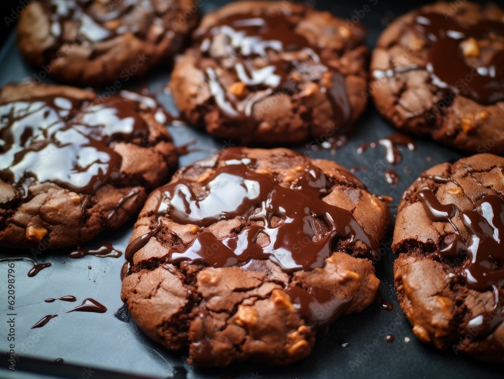 Chocolate Cookies on dark background (generative AI) Chocolate Cookies on dark background (generative AI)