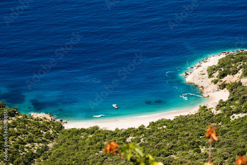 Fototapeta Naklejka Na Ścianę i Meble -  Idyllic and lonely remote beach for vacations escape - Sveti Stefan beach Croatia island Cres Croatia