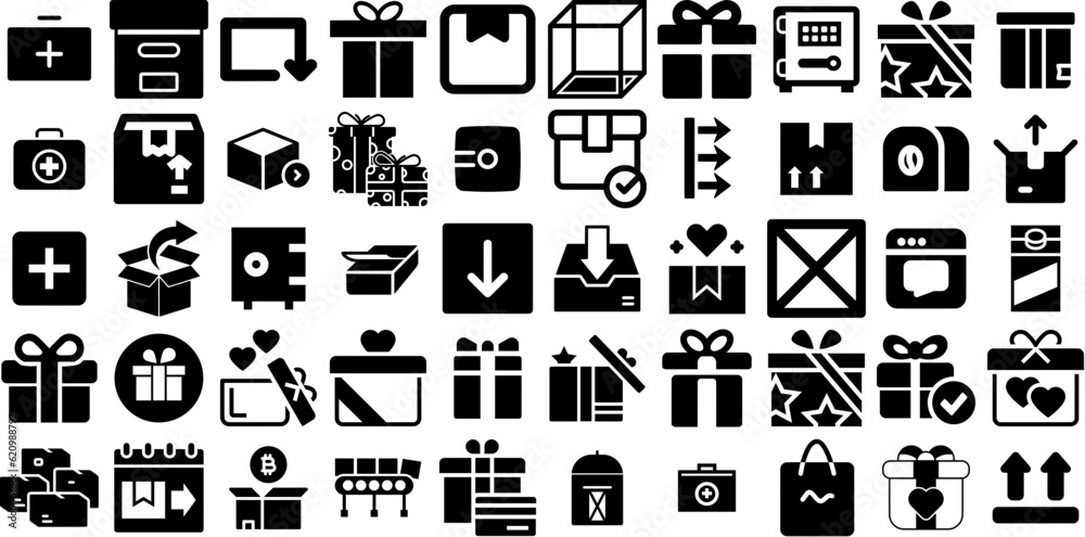 Big Set Of Box Icons Pack Linear Infographic Web Icon Tool, Checkbox ...