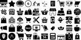 Huge Set Of Shop Icons Bundle Hand-Drawn Linear Modern Silhouette Health, Icon, Open, Tool Symbol Isolated On Transparent Background