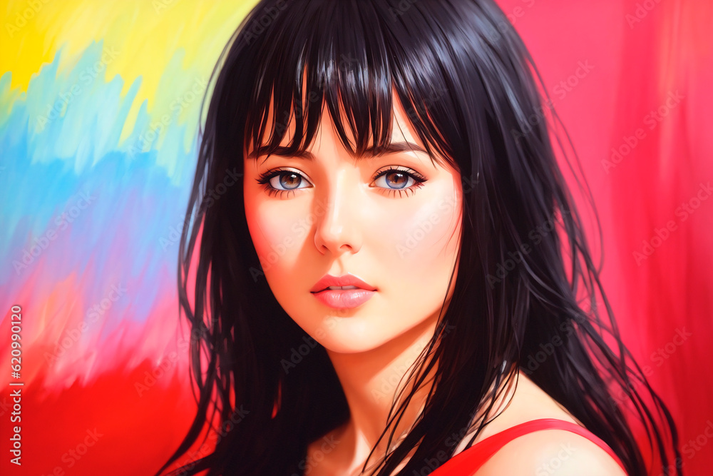 Close-up portrait of beautiful young woman. Generative AI. Close-up portrait of beautiful young woman. Generative AI.