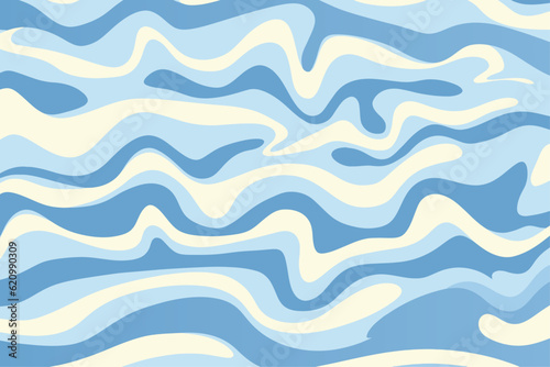 Blue and white wavy abstract wallpaper, psychedelic minimalist vector seamless background