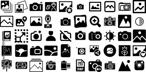 Big Collection Of Photo Icons Collection Flat Simple Silhouettes Silhouette  Ok  Holiday Maker  Icon Symbol For Computer And Mobile