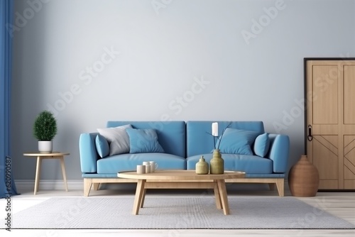 interior background mock up couch decor indoor pillow lounge living room cushion home. Generative AI.