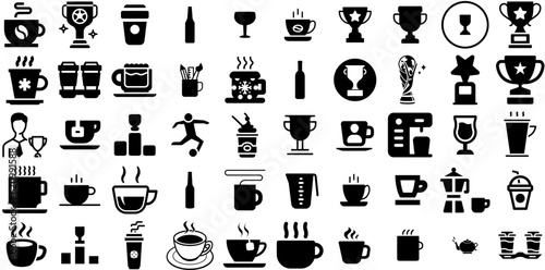 Big Set Of Cup Icons Pack Isolated Simple Silhouette Measurement  Tool  Victory  Icon Pictograph For Computer And Mobile