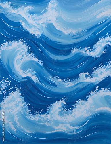 Blue water wave line deep sea pattern background banner vector illustration. blue ocean waves with white foam in illustration style.