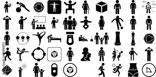 Massive Set Of Figure Icons Pack Hand-Drawn Isolated Simple Glyphs Platonic, Silhouette, Icon, Symbol Graphic Vector Illustration