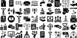Massive Set Of Income Icons Bundle Hand-Drawn Isolated Cartoon Web Icon Icon, Income, Money, Salary Symbol Isolated On Transparent Background