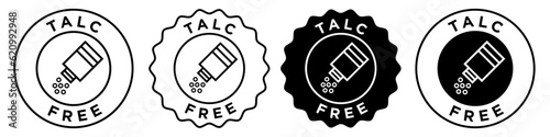 talc free icon vector set collection. Symbol of No harmful asbestos. Natural beauty cosmetic product with organic ingredients. Skin care, body safe talcum powder sign for web app ui.