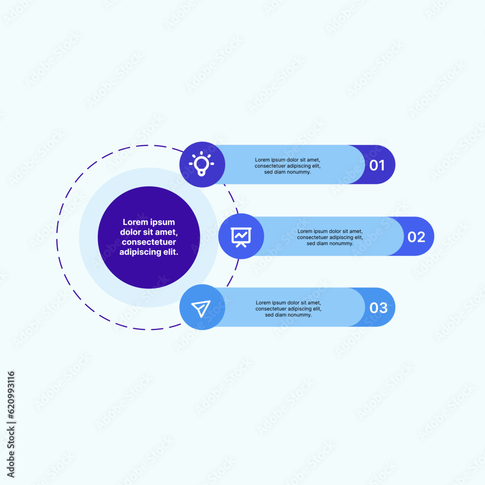 Circular infographic blue color scheme with icons and description for business and marketing presentation Circular infographic blue color scheme with icons and description for business and marketing presentation