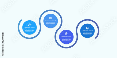 Infographic circle design template with icon and data description in blue color scheme