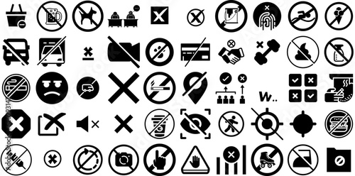 Huge Collection Of No Icons Collection Isolated Infographic Pictogram Symbol, Smoking, Icon, Health Element Isolated On White Background