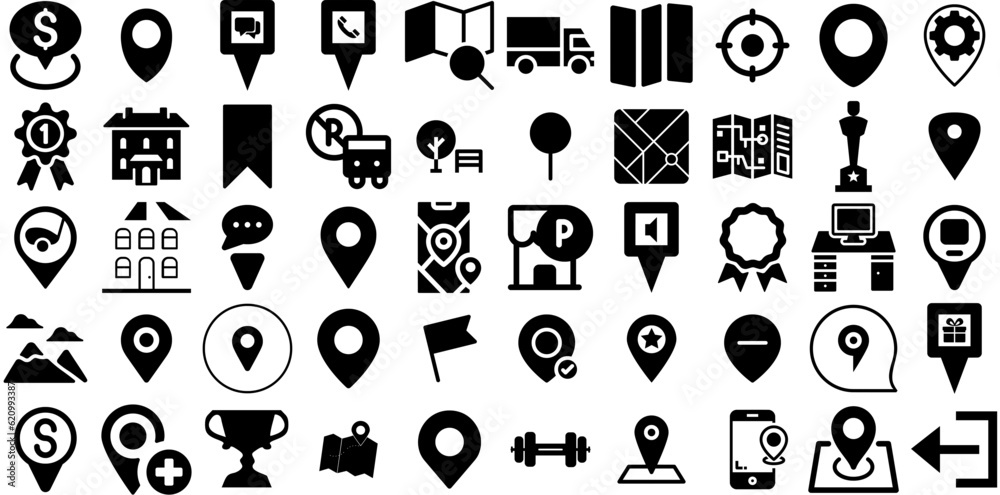 Big Collection Of Place Icons Pack Linear Infographic Pictogram Note ...