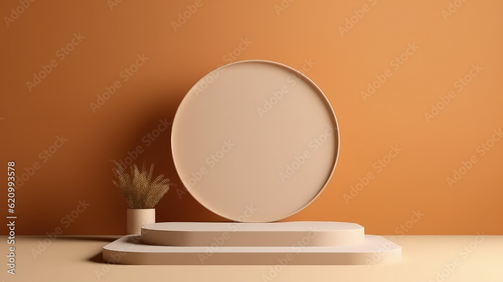 Modern geometric pedestal podium Platform in shadow Modern geometric pedestal podium Platform in shadow