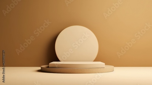 3D realistic white cylinder pedestal podium background with layer circles backdrop