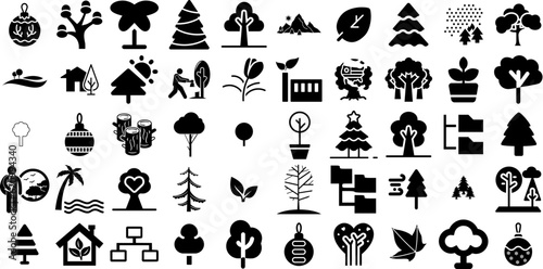 Big Set Of Tree Icons Set Hand-Drawn Solid Drawing Pictograms Cactus  Silhouette  Set  People Pictograms For Computer And Mobile