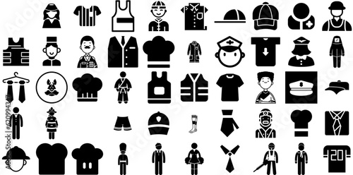Massive Set Of Uniform Icons Collection Hand-Drawn Black Cartoon Signs Team, Outline, Leisure, Icon Element Isolated On White