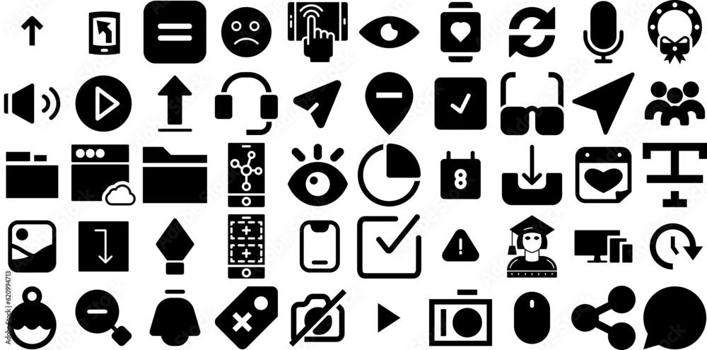Huge Set Of Interface Icons Bundle Linear Infographic Clip Art Symbol, Circle, Setting, Icon Element Isolated On Transparent Background