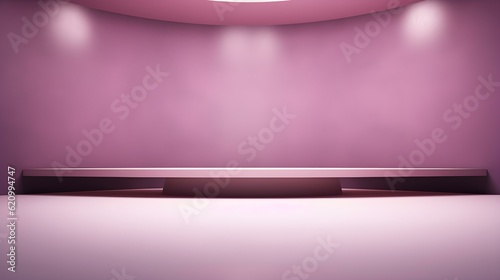 Empty geometrical Room in Mauve Colors with beautiful Lighting. Futuristic Background for Product Presentation.