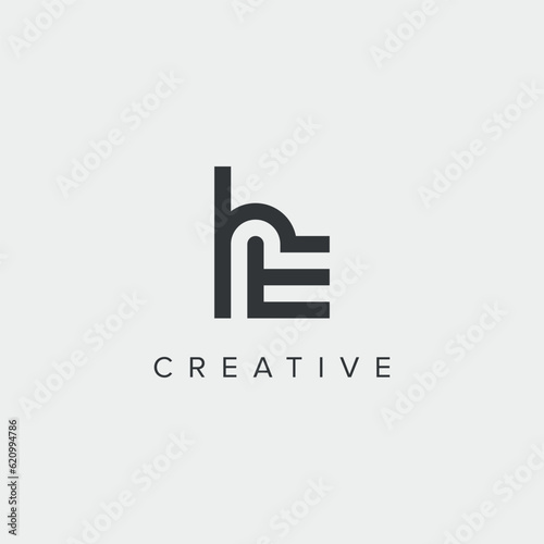 Abstract letter HE EH logo template - vector.