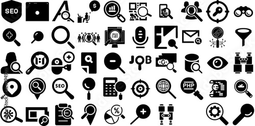 Massive Collection Of Search Icons Pack Linear Cartoon Signs Set, Find, People, Vision Buttons For Computer And Mobile